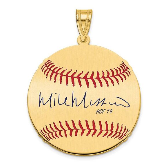 14K Gold Plated Mike Mussina Signature MD Enamel Baseball Pendant